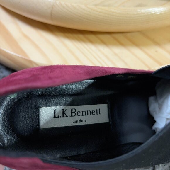 LK Bennett Heels Womens Size 7 Red Suede Pointed Toe Stiletto Slip On Pumps - Picture 7 of 9